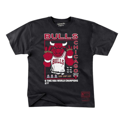 Chicago Bulls 6 Rings Mitchell and Ness T-Shirt by Mitchell & Ness - Black - Mens