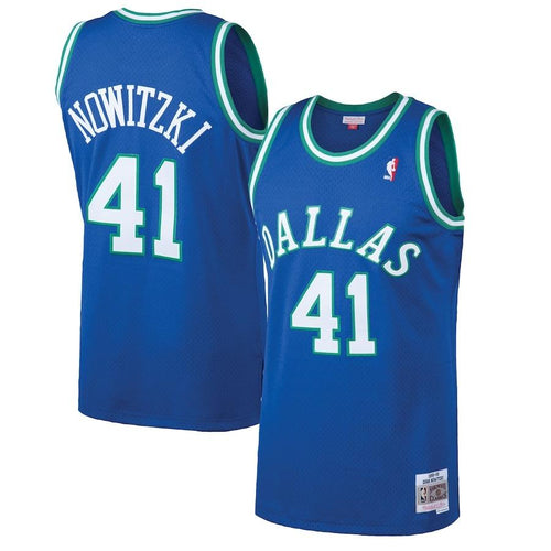 Dallas Mavericks Dirk Nowitzki Hardwood Classics Road Swingman Jersey By Mitchell and Nes - Mens