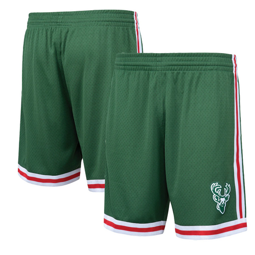 Milwaukee Bucks Mitchell and Ness Hardwood Classics Road Swingman Shorts - Mens