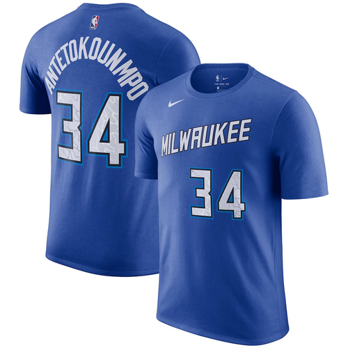 Milwaukee Bucks Nike City Edition Name & Number T-Shirt - Giannis Antetokounpo - Mens