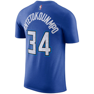 Milwaukee Bucks Nike City Edition Name & Number T-Shirt - Giannis Antetokounpo - Mens