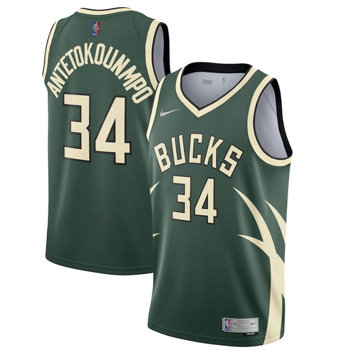 Milwaukee Bucks Nike Earned Edition Swingman Jersey - Giannis Antetokounmpo - Mens