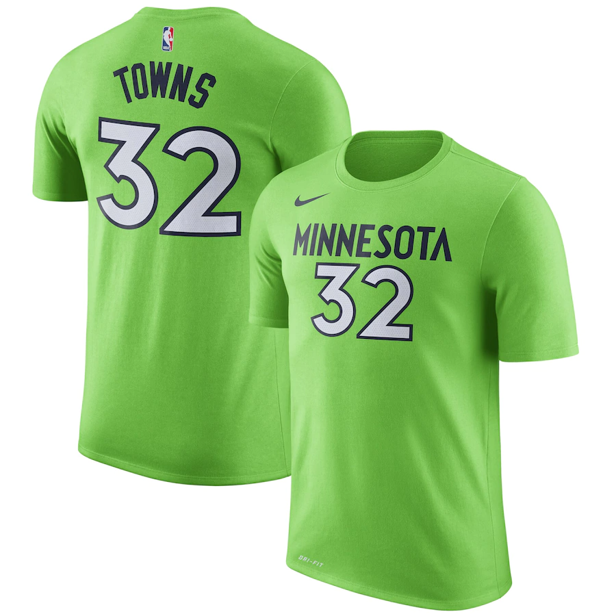 Minnesota Timberwolves Nike Karl Anthony-Towns Name & Number T-Shirt - Action Green - Mens