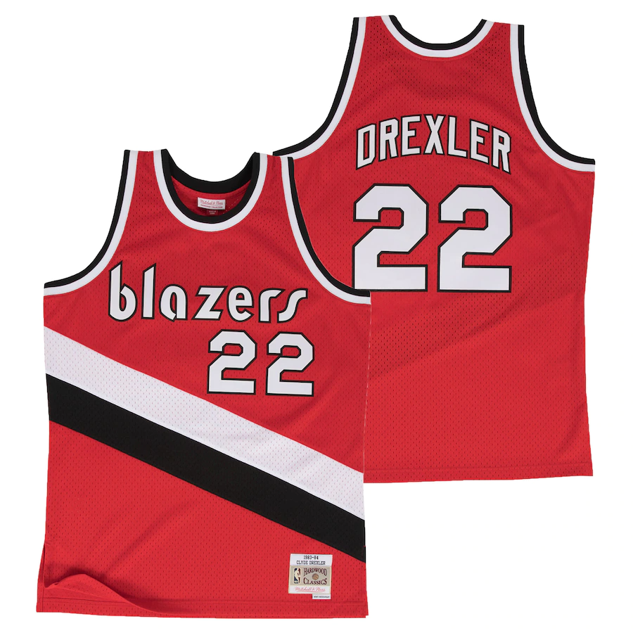 Portland Trail Blazers Clyde Drexler Hardwood Classics Road Swingman Jersey by Mitchell & Ness - Mens