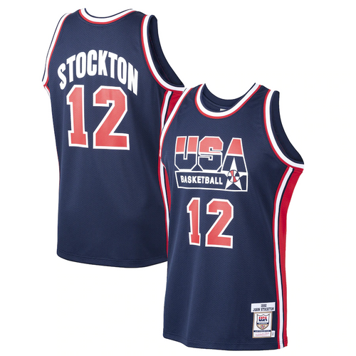 Men's Mitchell & Ness John Stockton Navy USA Basketball Home 1992 Dream Team Authentic Jersey