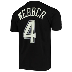 Men's Mitchell & Ness Chris Webber Black Sacramento Kings Hardwood Classics Name & Number Team T-Shirt