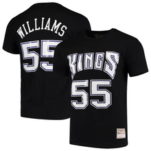 Load image into Gallery viewer, Men&#39;s Mitchell &amp; Ness Jason Williams Black Sacramento Kings Hardwood Classics Team Name &amp; Number T-Shirt