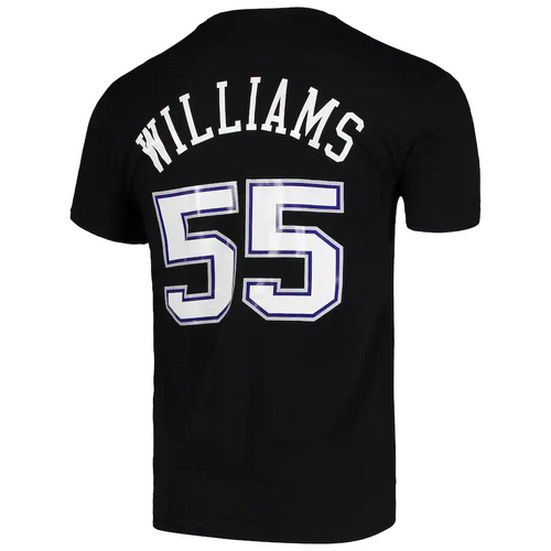 Men's Mitchell & Ness Jason Williams Black Sacramento Kings Hardwood Classics Team Name & Number T-Shirt