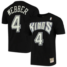 Load image into Gallery viewer, Men&#39;s Mitchell &amp; Ness Chris Webber Black Sacramento Kings Hardwood Classics Name &amp; Number Team T-Shirt