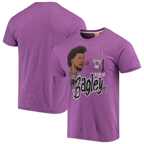 Men's Marvin Bagley III Purple Sacramento Kings Caricature Tri-Blend T-Shirt