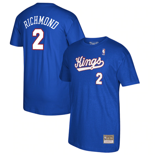 Men's Mitchell & Ness Mitch Richmond Royal Sacramento Kings 35th Anniversary Hardwood Classics Name & Number T-Shirt