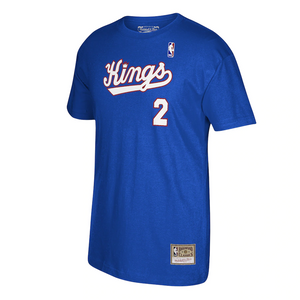 Men's Mitchell & Ness Mitch Richmond Royal Sacramento Kings 35th Anniversary Hardwood Classics Name & Number T-Shirt
