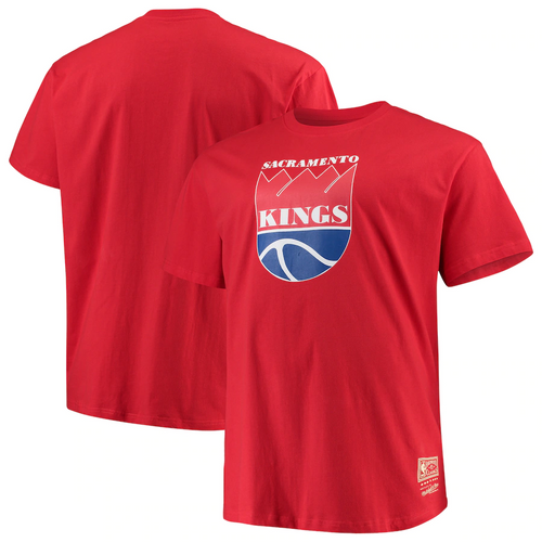 Men's Mitchell & Ness Red Sacramento Kings Big & Tall Hardwood Classics Throwback Logo T-Shirt