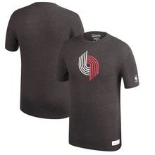 Load image into Gallery viewer, Men&#39;s Mitchell &amp; Ness Heathered Black Portland Trail Blazers Hardwood Classics Throwback Logo Tri-Blend T-Shirt