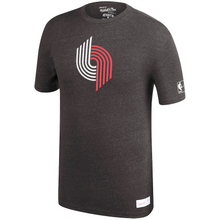 Load image into Gallery viewer, Men&#39;s Mitchell &amp; Ness Heathered Black Portland Trail Blazers Hardwood Classics Throwback Logo Tri-Blend T-Shirt