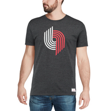 Load image into Gallery viewer, Men&#39;s Mitchell &amp; Ness Heathered Black Portland Trail Blazers Hardwood Classics Throwback Logo Tri-Blend T-Shirt