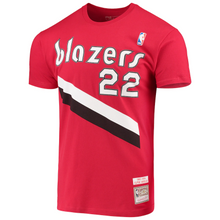 Load image into Gallery viewer, Men&#39;s Mitchell &amp; Ness Clyde Drexler Red Portland Trail Blazers Hardwood Classics Player Name &amp; Number T-Shirt