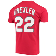 Load image into Gallery viewer, Men&#39;s Mitchell &amp; Ness Clyde Drexler Red Portland Trail Blazers Hardwood Classics Player Name &amp; Number T-Shirt