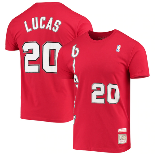 Men's Mitchell & Ness Maurice Lucas Red Portland Trail Blazers Hardwood Classics Player Name & Number T-Shirt