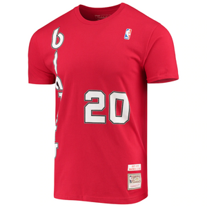 Men's Mitchell & Ness Maurice Lucas Red Portland Trail Blazers Hardwood Classics Player Name & Number T-Shirt