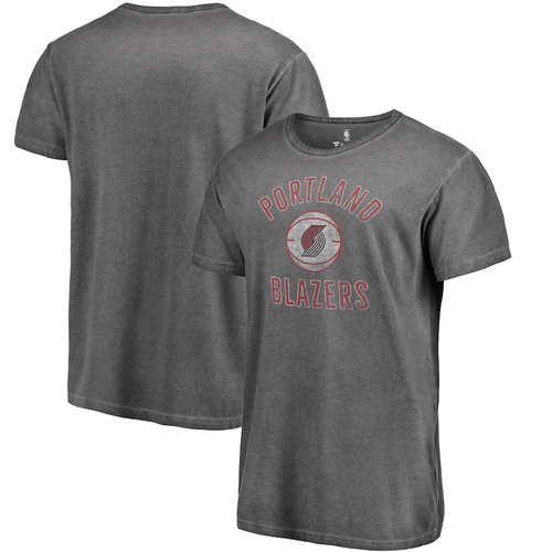 Men's Fanatics Branded Black Portland Trail Blazers Icon Logo Shadow Washed T-Shirt