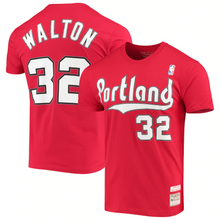Load image into Gallery viewer, Men&#39;s Mitchell &amp; Ness Bill Walton Red Portland Trail Blazers Hardwood Classics Player Name &amp; Number T-Shirt