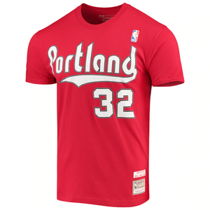 Men's Mitchell & Ness Bill Walton Red Portland Trail Blazers Hardwood Classics Player Name & Number T-Shirt