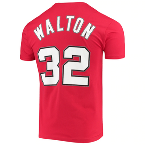 Men's Mitchell & Ness Bill Walton Red Portland Trail Blazers Hardwood Classics Player Name & Number T-Shirt