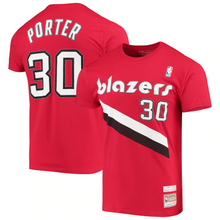 Load image into Gallery viewer, Men&#39;s Mitchell &amp; Ness Terry Porter Red Portland Trail Blazers Hardwood Classics Player Name &amp; Number T-Shirt