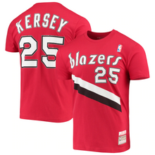 Load image into Gallery viewer, Men&#39;s Mitchell &amp; Ness Jerome Kersey Red Portland Trail Blazers Hardwood Classics Player Name &amp; Number T-Shirt