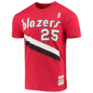 Men's Mitchell & Ness Jerome Kersey Red Portland Trail Blazers Hardwood Classics Player Name & Number T-Shirt