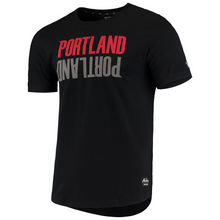 Load image into Gallery viewer, Men&#39;s New Era Black Portland Trail Blazers Brushed Jersey Wordmark Reflection Applique T-Shirt