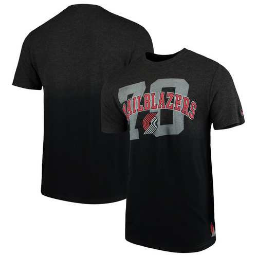 Men's FISLL Heathered Charcoal/Black Portland Trail Blazers Dip Dye T-Shirt