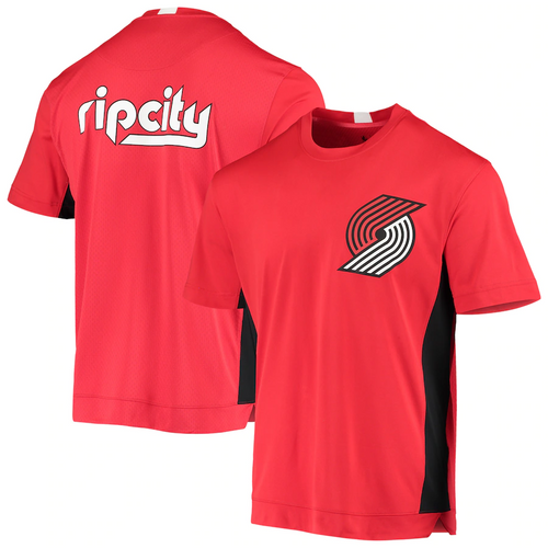 Men's Nike Red/Black Portland Trail Blazers City Edition 2.0 Shooting Performance T-Shirt