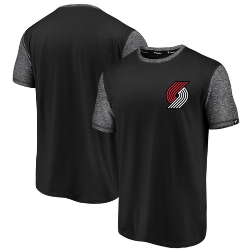 Men's Fanatics Branded Black/Heathered Black Portland Trail Blazers Made to Move Static Performance T-Shirt