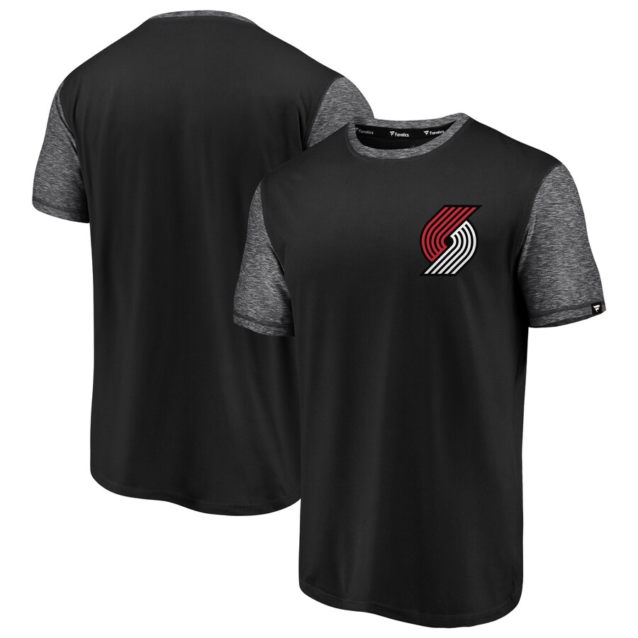 Men's Fanatics Branded Black/Heathered Black Portland Trail Blazers Made to Move Static Performance T-Shirt