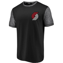 Load image into Gallery viewer, Men&#39;s Fanatics Branded Black/Heathered Black Portland Trail Blazers Made to Move Static Performance T-Shirt