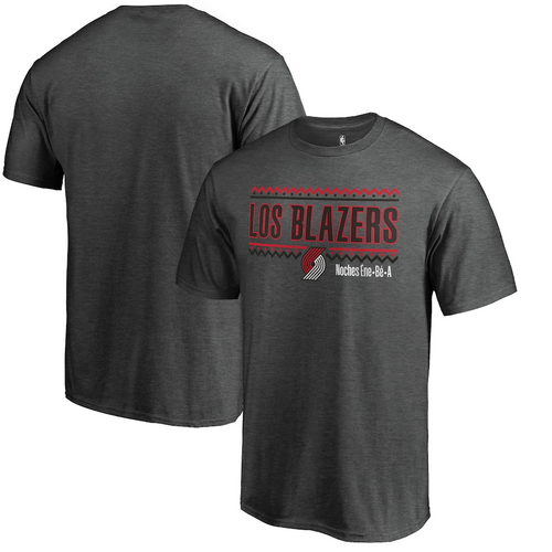 Men's Fanatics Branded Heather Charcoal Portland Trail Blazers Noches Ene-Be-A Wordmark T-Shirt