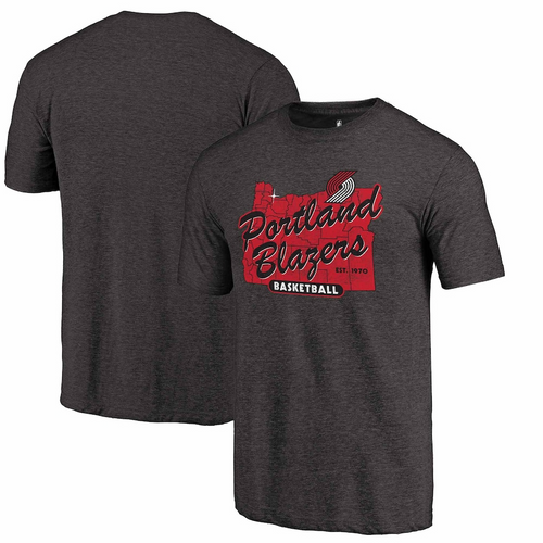 Men's Fanatics Branded Black Portland Trail Blazers Old Town Hometown Tri-Blend T-Shirt