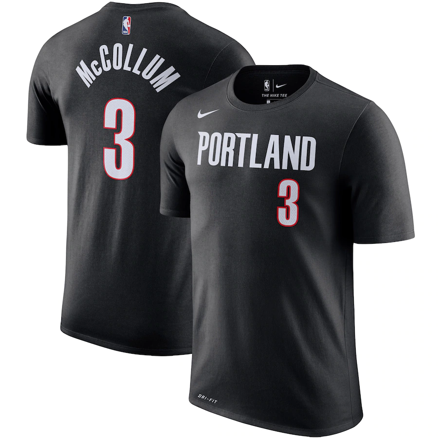 Men's Nike C.J. McCollum Black Portland Trail Blazers Player Name & Number Performance T-Shirt