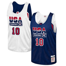 Load image into Gallery viewer, Men&#39;s Mitchell &amp; Ness Clyde Drexler Navy USA Basketball Training 1992 Dream Team Authentic Reversible Practice Jersey