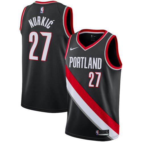 Men's Nike Jusuf Nurkic Black Portland Trail Blazers Replica Swingman Jersey - Icon Edition