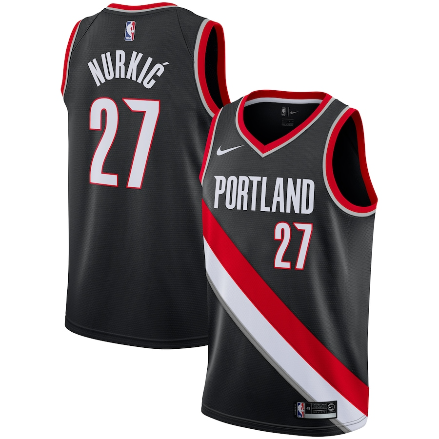 Men's Nike Jusuf Nurkic Black Portland Trail Blazers Replica Swingman Jersey - Icon Edition
