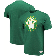 Load image into Gallery viewer, Men&#39;s Mitchell &amp; Ness Heathered Kelly Green Boston Celtics Hardwood Classics Throwback Logo Tri-Blend T-Shirt