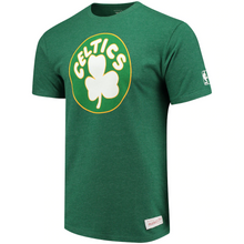 Load image into Gallery viewer, Men&#39;s Mitchell &amp; Ness Heathered Kelly Green Boston Celtics Hardwood Classics Throwback Logo Tri-Blend T-Shirt