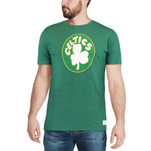 Load image into Gallery viewer, Men&#39;s Mitchell &amp; Ness Heathered Kelly Green Boston Celtics Hardwood Classics Throwback Logo Tri-Blend T-Shirt