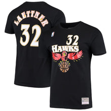 Load image into Gallery viewer, Men&#39;s Mitchell &amp; Ness Christian Laettner Black Atlanta Hawks Hardwood Classics Name &amp; Number T-Shirt