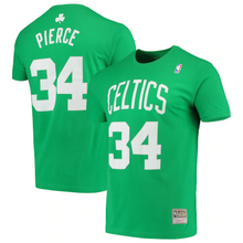 Load image into Gallery viewer, Men&#39;s Mitchell &amp; Ness Paul Pierce Kelly Green Boston Celtics Hardwood Classics Player Name &amp; Number T-Shirt