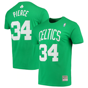 Men's Mitchell & Ness Paul Pierce Kelly Green Boston Celtics Hardwood Classics Player Name & Number T-Shirt