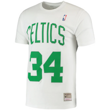 Load image into Gallery viewer, Men&#39;s Mitchell &amp; Ness Paul Pierce White Boston Celtics Hardwood Classics Stitch Name &amp; Number T-Shirt